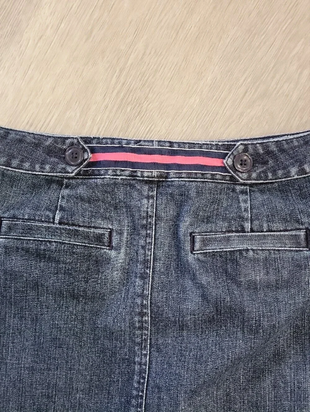 Talbots Blue Denim Mini Skirt with Stripe Waist Detail - Picture 8 of 10